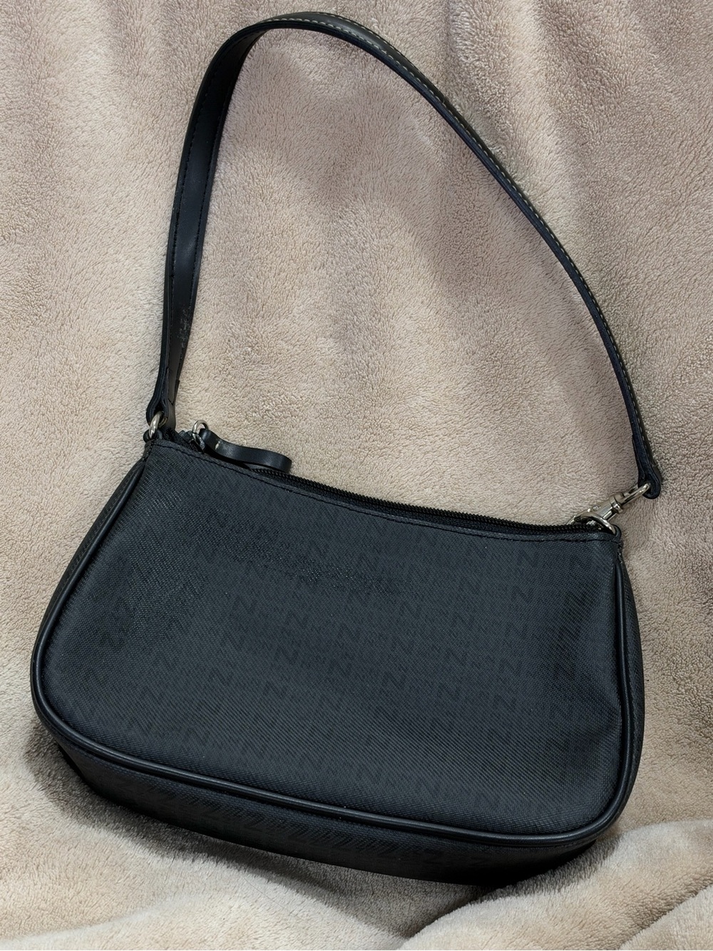 Nine West Black Shoulder Bag with Subtle Monogram